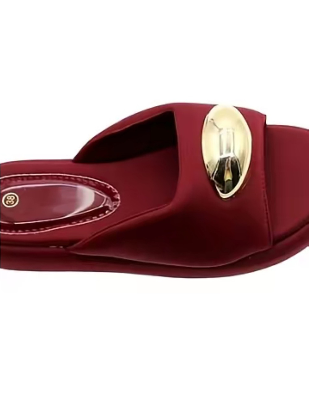 Wine Red Slip-On Mules with Gold Accent